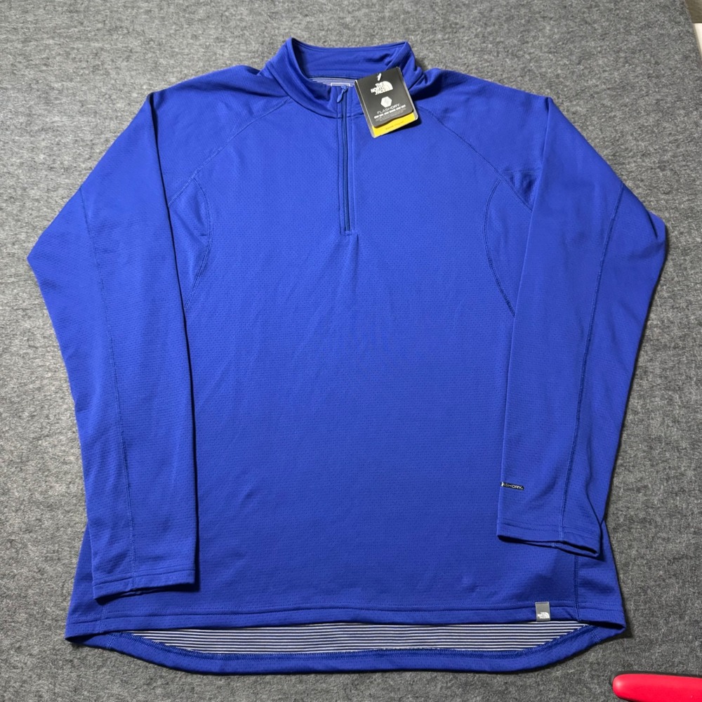 NEW The North Face Mens XL Warm LS Zip Neck Bolt Blue FlashDry Pullover A88TVA6